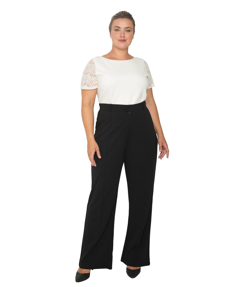 Plus Size Grace Pintuck Wide Leg Trouser | Black